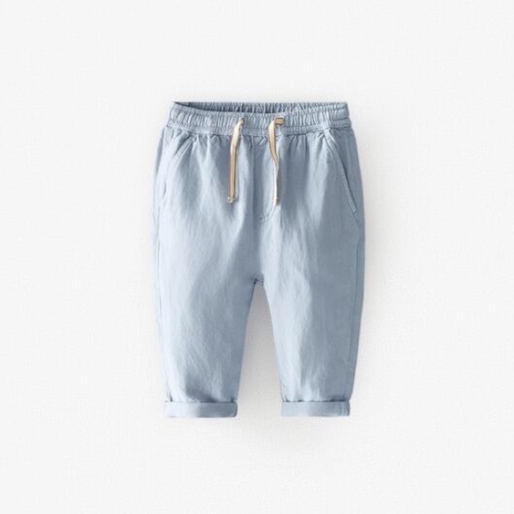 Zara girls DRAWSTRING LINEN PANTS size 2/3t